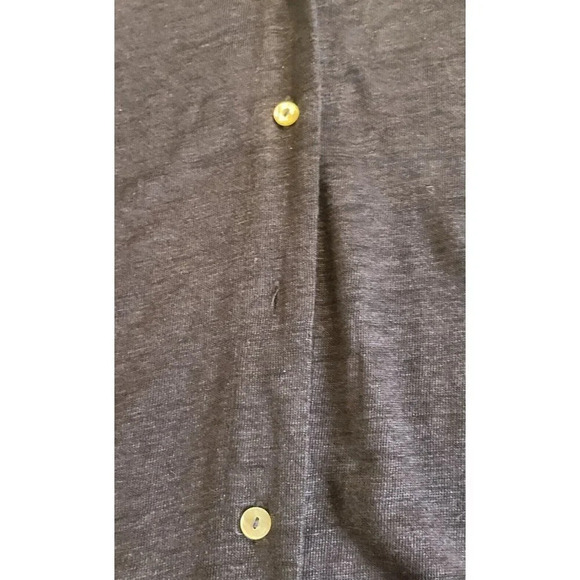 Chicos 3 US XL Linen Button Down Tee Navy Blue Tonal Trim 3/4 Sleeve READ Boho - Picture 7 of 8